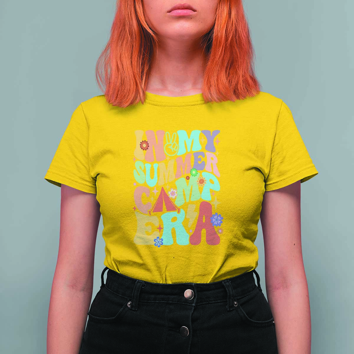 In My Summer Camp Era T Shirt For Women Camper Retro Groovy Summer Vacation - Wonder Print Shop