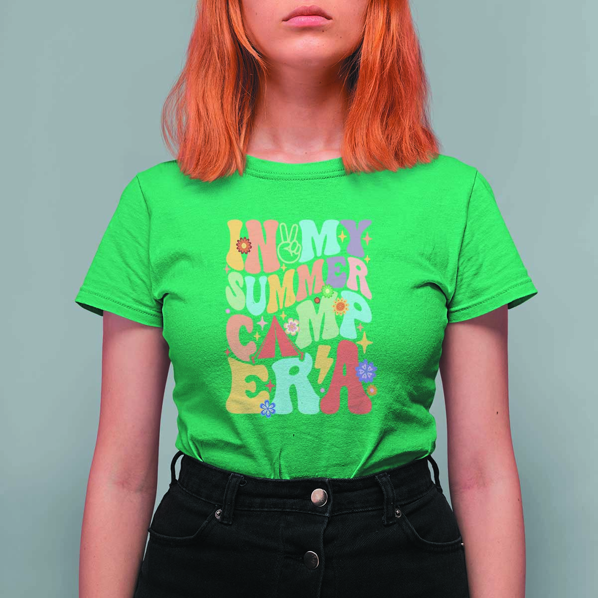 In My Summer Camp Era T Shirt For Women Camper Retro Groovy Summer Vacation - Wonder Print Shop