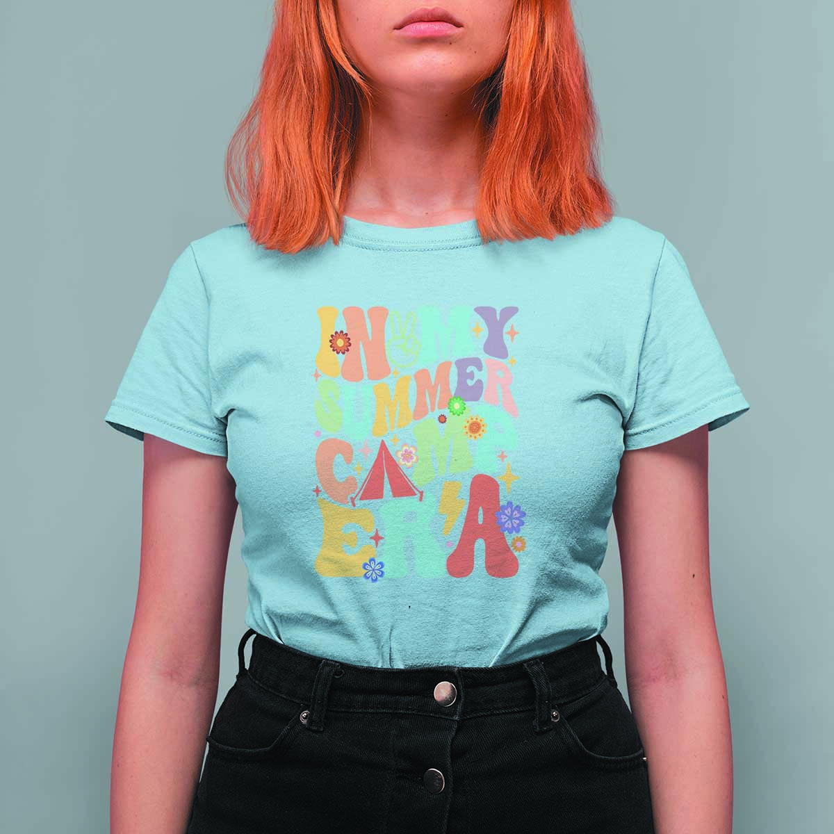 In My Summer Camp Era T Shirt For Women Camper Retro Groovy Summer Vacation - Wonder Print Shop