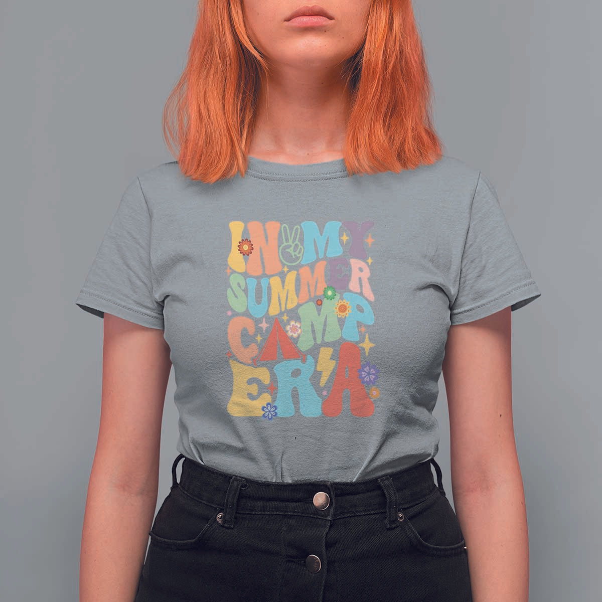 In My Summer Camp Era T Shirt For Women Camper Retro Groovy Summer Vacation - Wonder Print Shop
