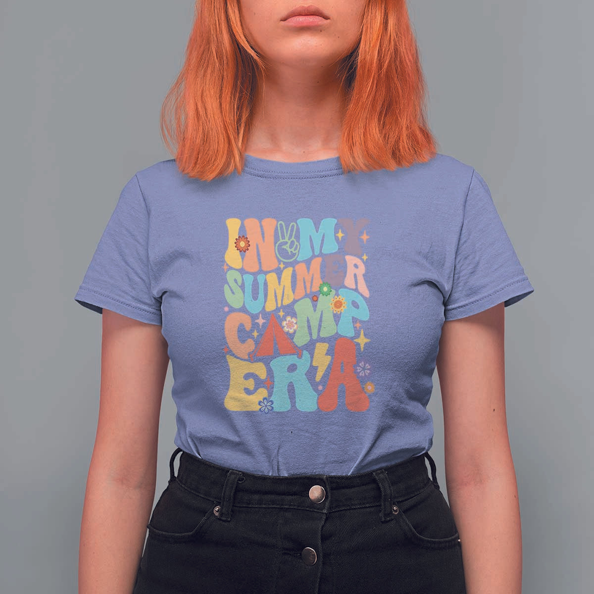 In My Summer Camp Era T Shirt For Women Camper Retro Groovy Summer Vacation - Wonder Print Shop