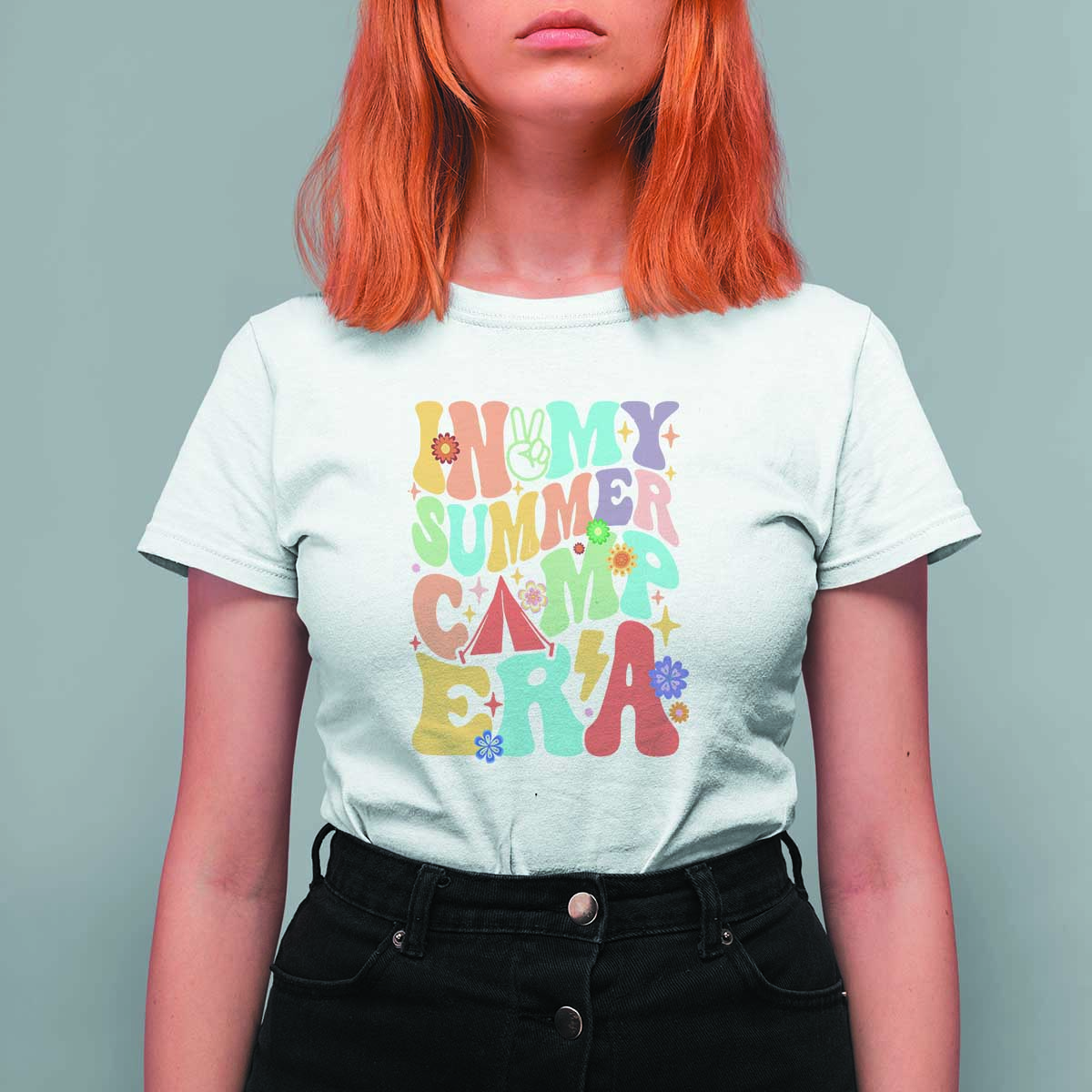 In My Summer Camp Era T Shirt For Women Camper Retro Groovy Summer Vacation - Wonder Print Shop
