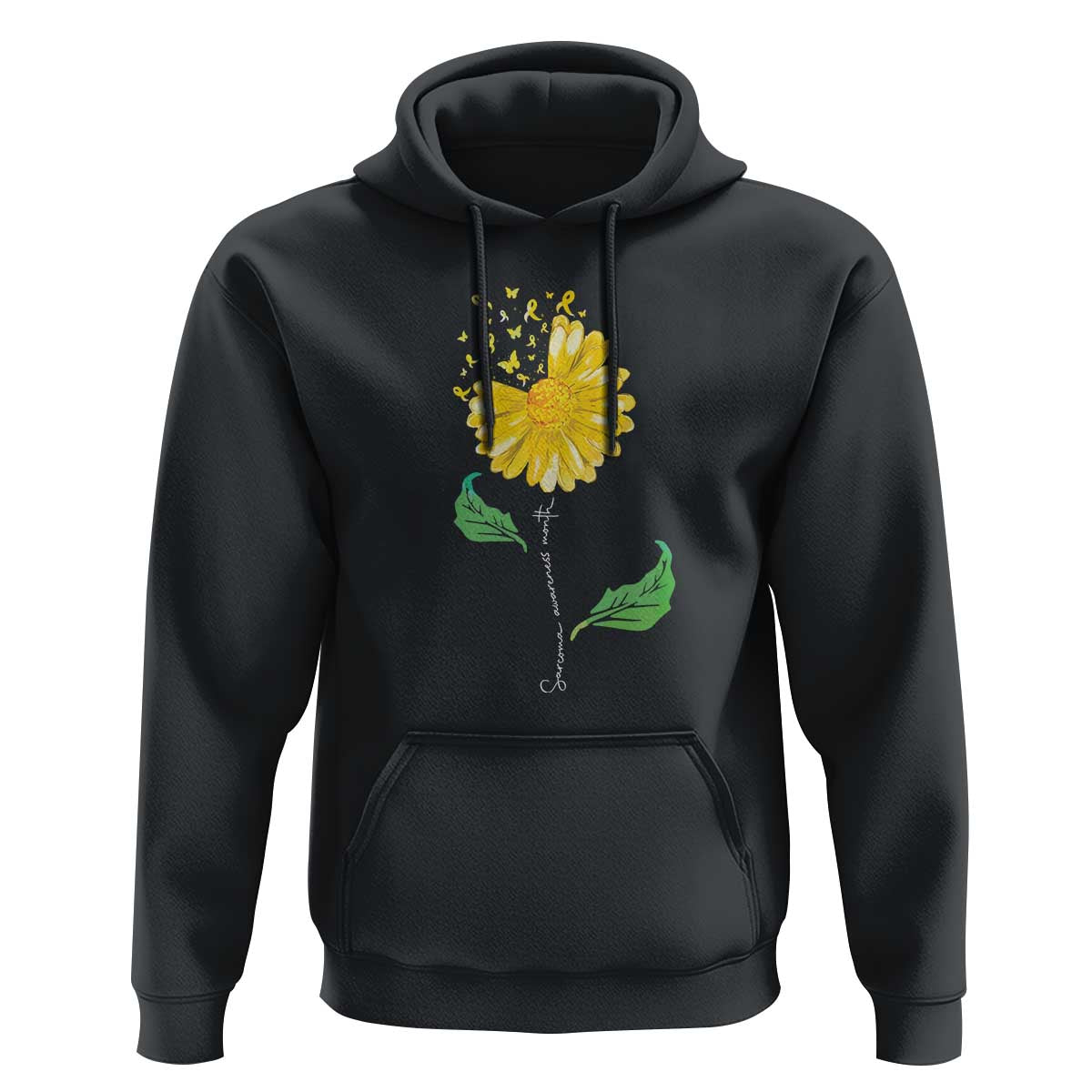 Sarcoma Awareness Hoodie Yellow Ribbon Flower - Wonder Print Shop