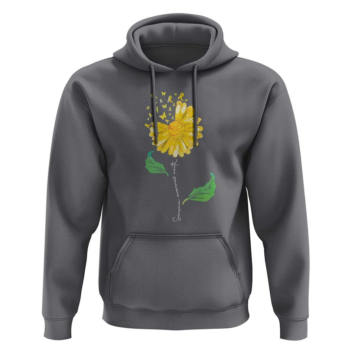Sarcoma Awareness Hoodie Yellow Ribbon Flower - Wonder Print Shop