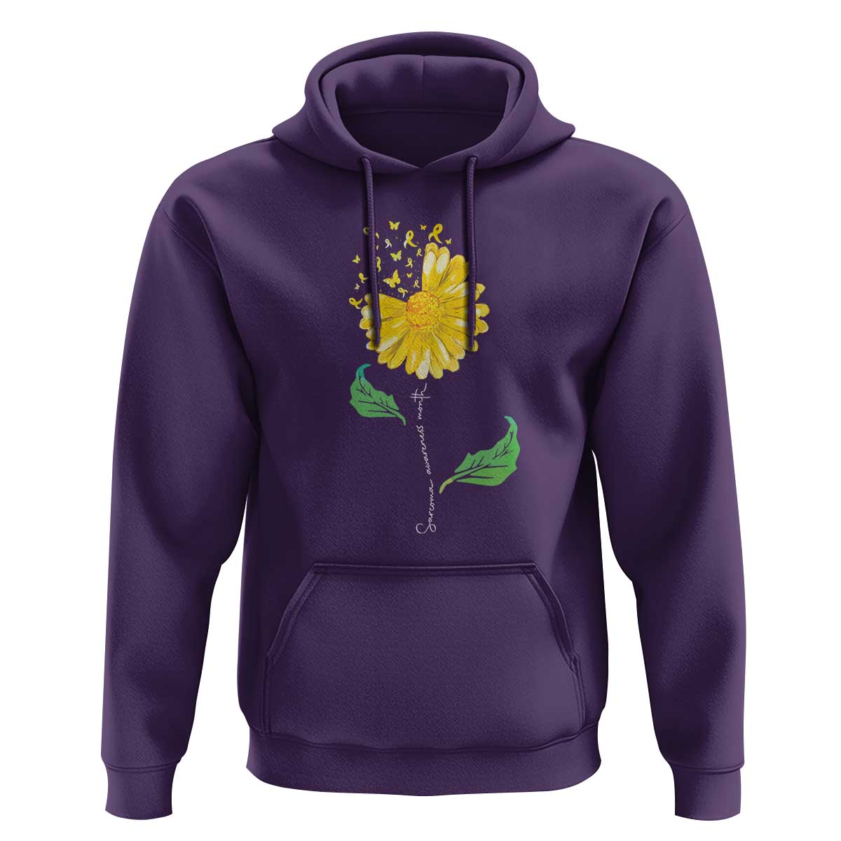 Sarcoma Awareness Hoodie Yellow Ribbon Flower - Wonder Print Shop