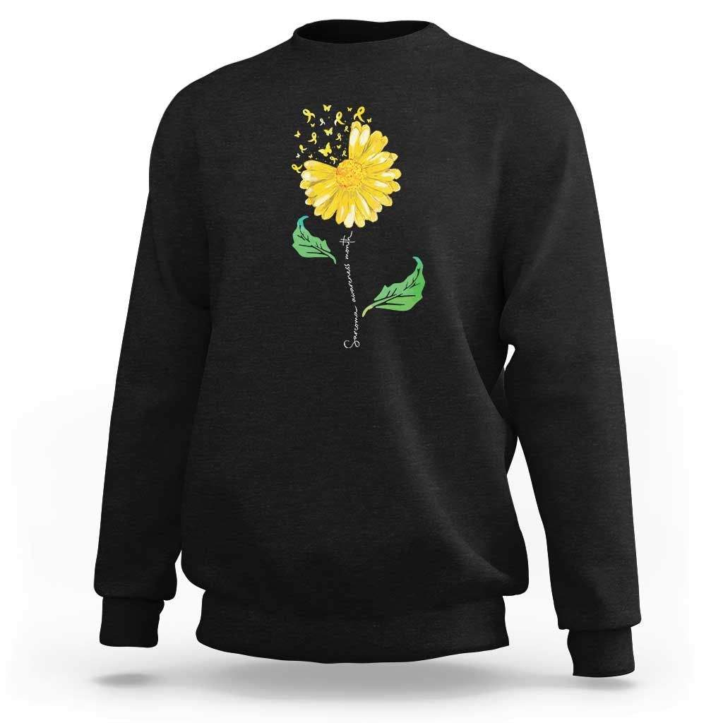 Sarcoma Awareness Sweatshirt Yellow Ribbon Flower - Wonder Print Shop