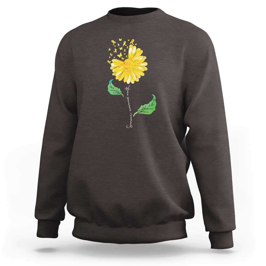Sarcoma Awareness Sweatshirt Yellow Ribbon Flower - Wonder Print Shop