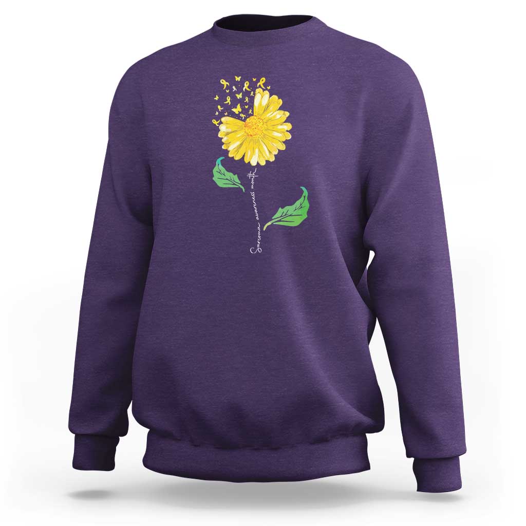 Sarcoma Awareness Sweatshirt Yellow Ribbon Flower - Wonder Print Shop