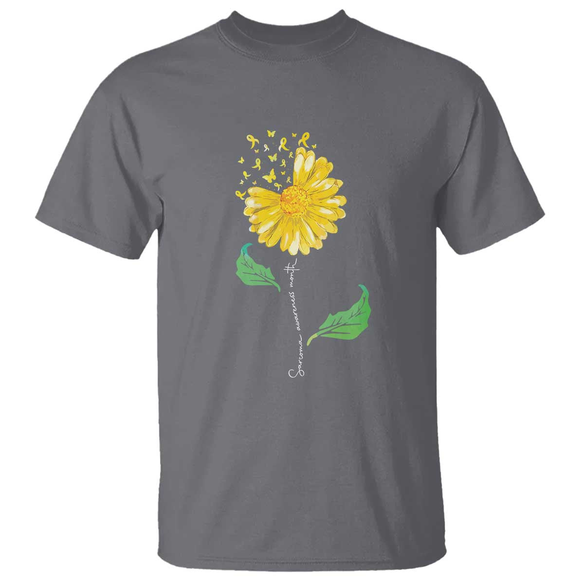 Sarcoma Awareness T Shirt Yellow Ribbon Flower - Wonder Print Shop