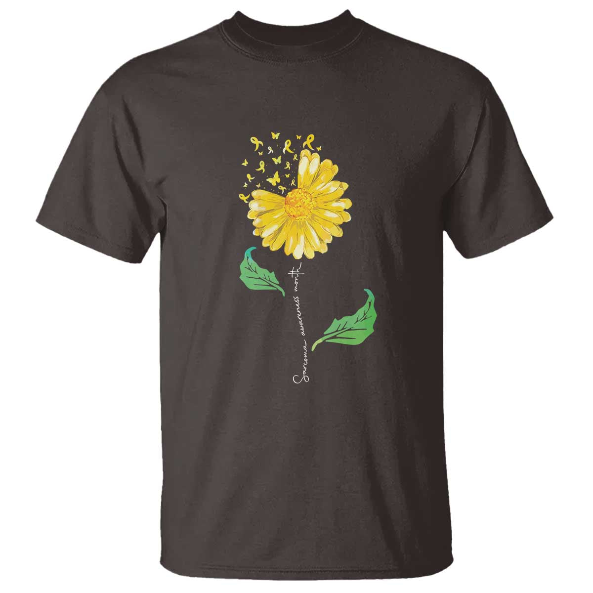 Sarcoma Awareness T Shirt Yellow Ribbon Flower - Wonder Print Shop