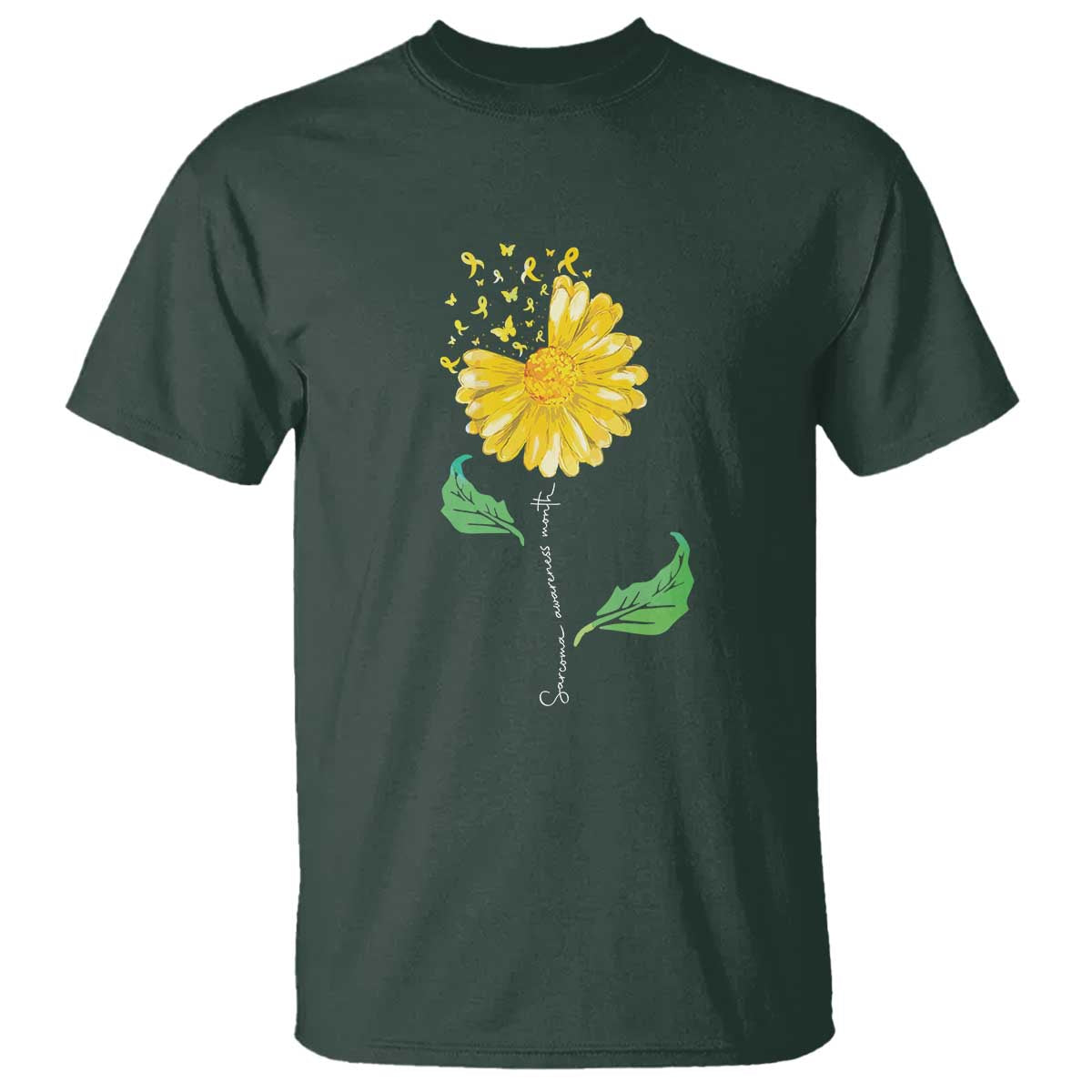 Sarcoma Awareness T Shirt Yellow Ribbon Flower - Wonder Print Shop