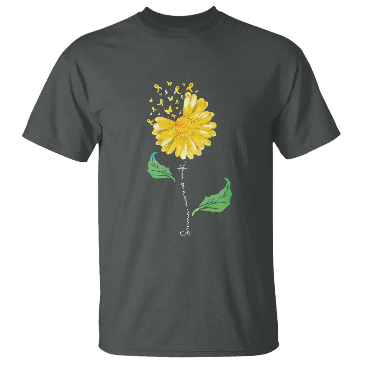 Sarcoma Awareness T Shirt Yellow Ribbon Flower - Wonder Print Shop
