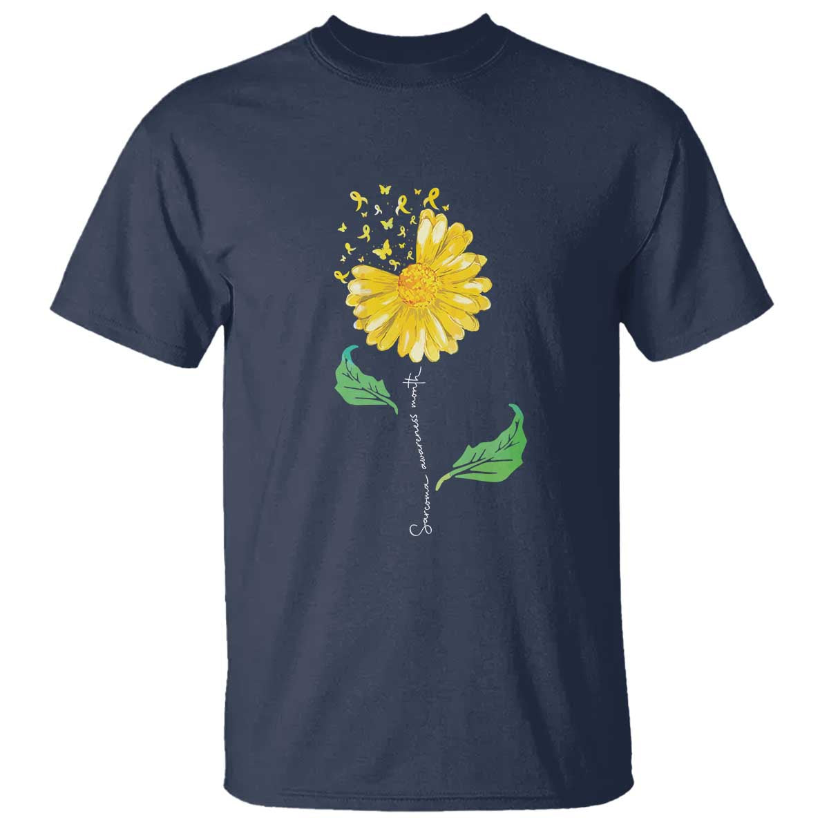 Sarcoma Awareness T Shirt Yellow Ribbon Flower - Wonder Print Shop