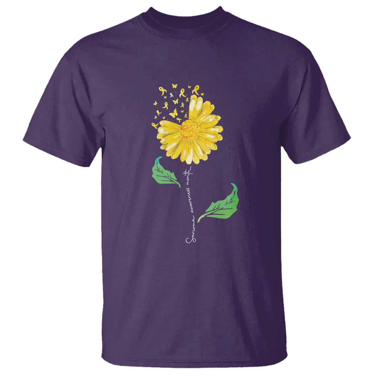 Sarcoma Awareness T Shirt Yellow Ribbon Flower - Wonder Print Shop