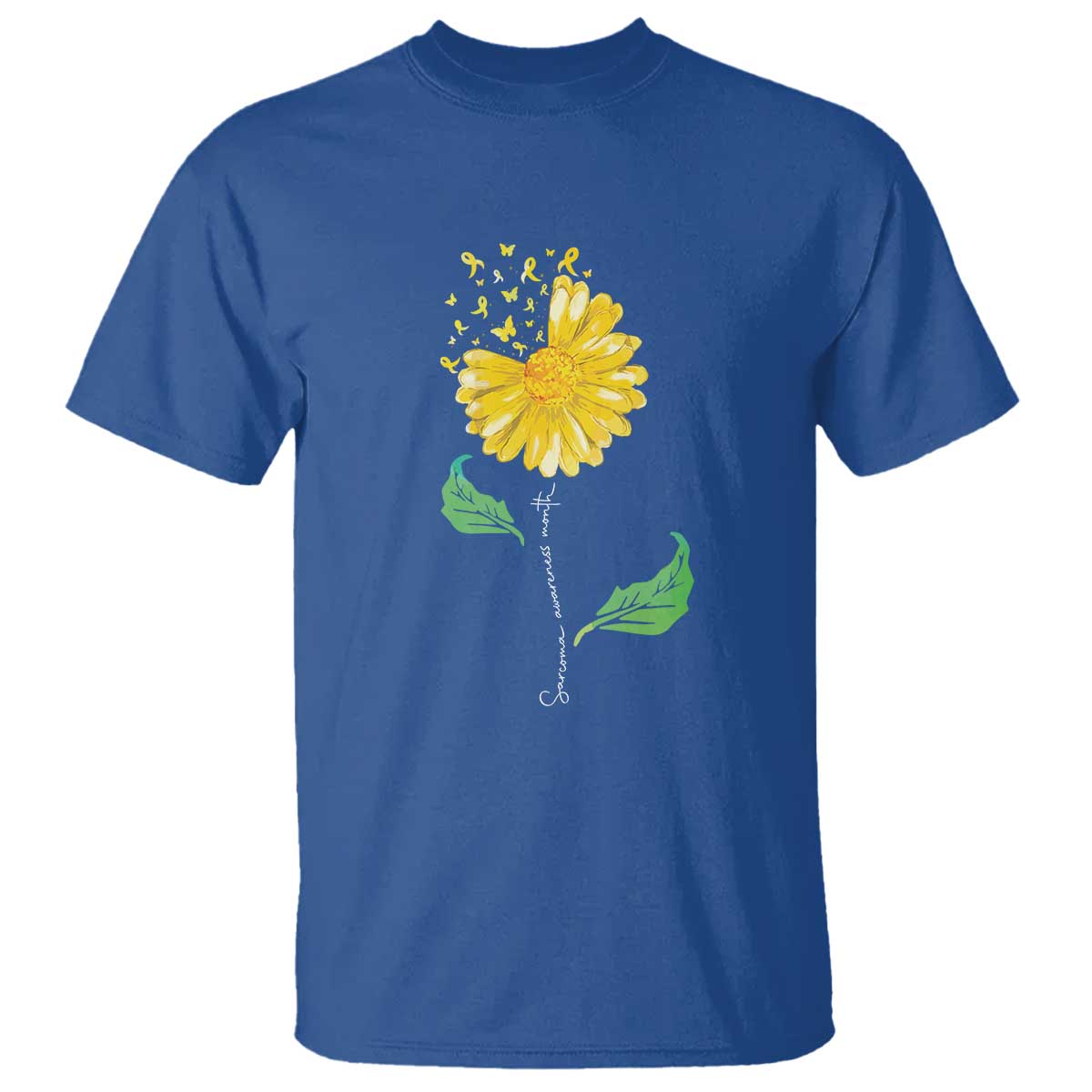 Sarcoma Awareness T Shirt Yellow Ribbon Flower - Wonder Print Shop