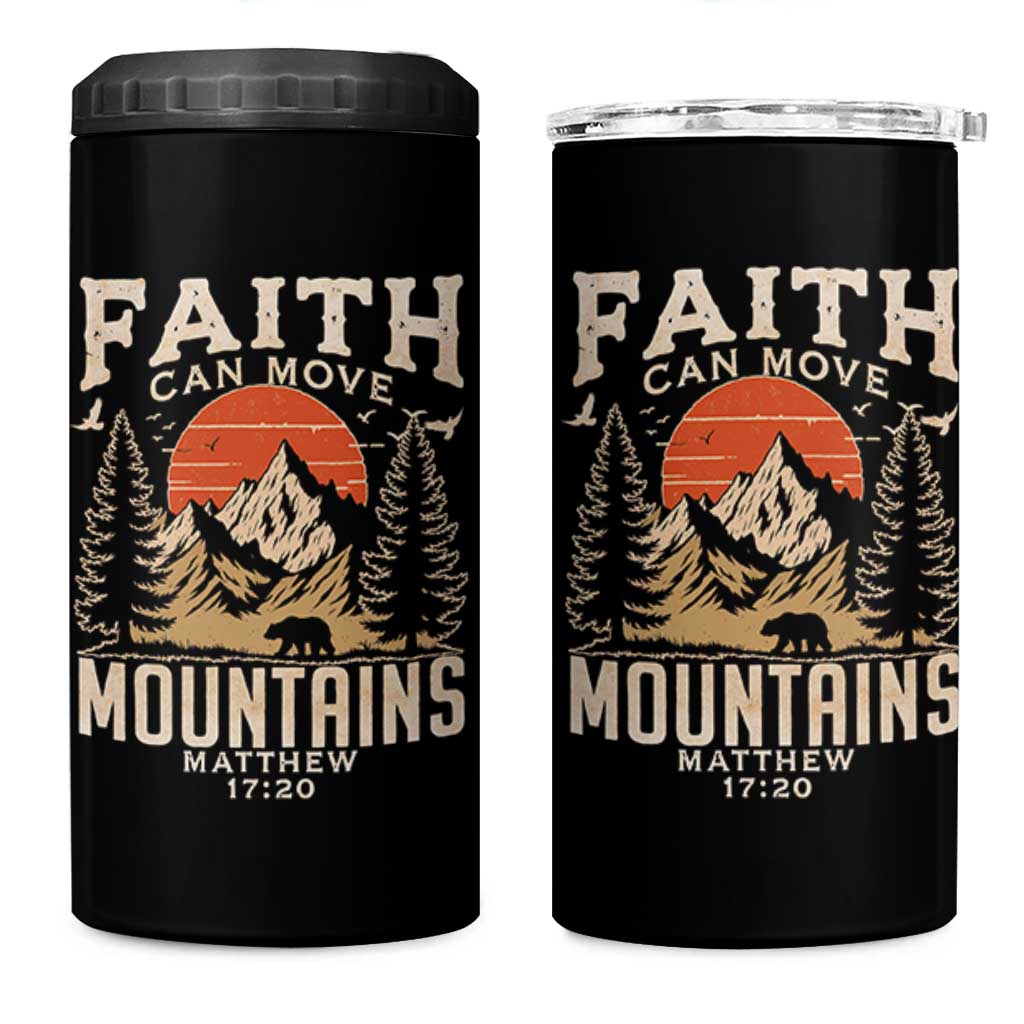Faith Can Move Mountains 4 in 1 Can Cooler Tumbler Religious Christian Camping - Wonder Print Shop