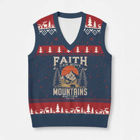 Faith Can Move Mountains V-Neck Knit Sweater Vest Religious Christian Camping - Wonder Print Shop