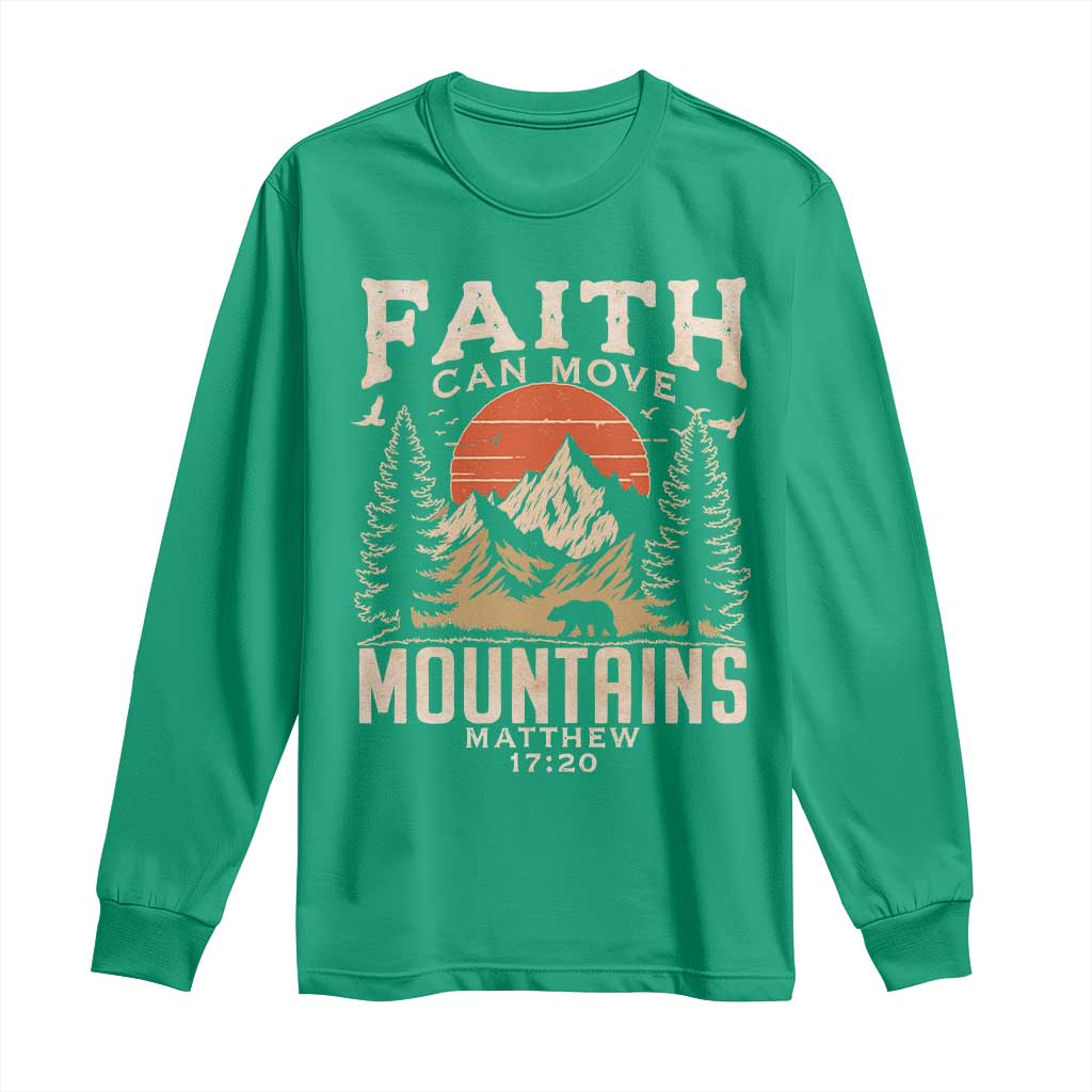 Faith Can Move Mountains Long Sleeve Shirt Religious Christian Camping - Wonder Print Shop