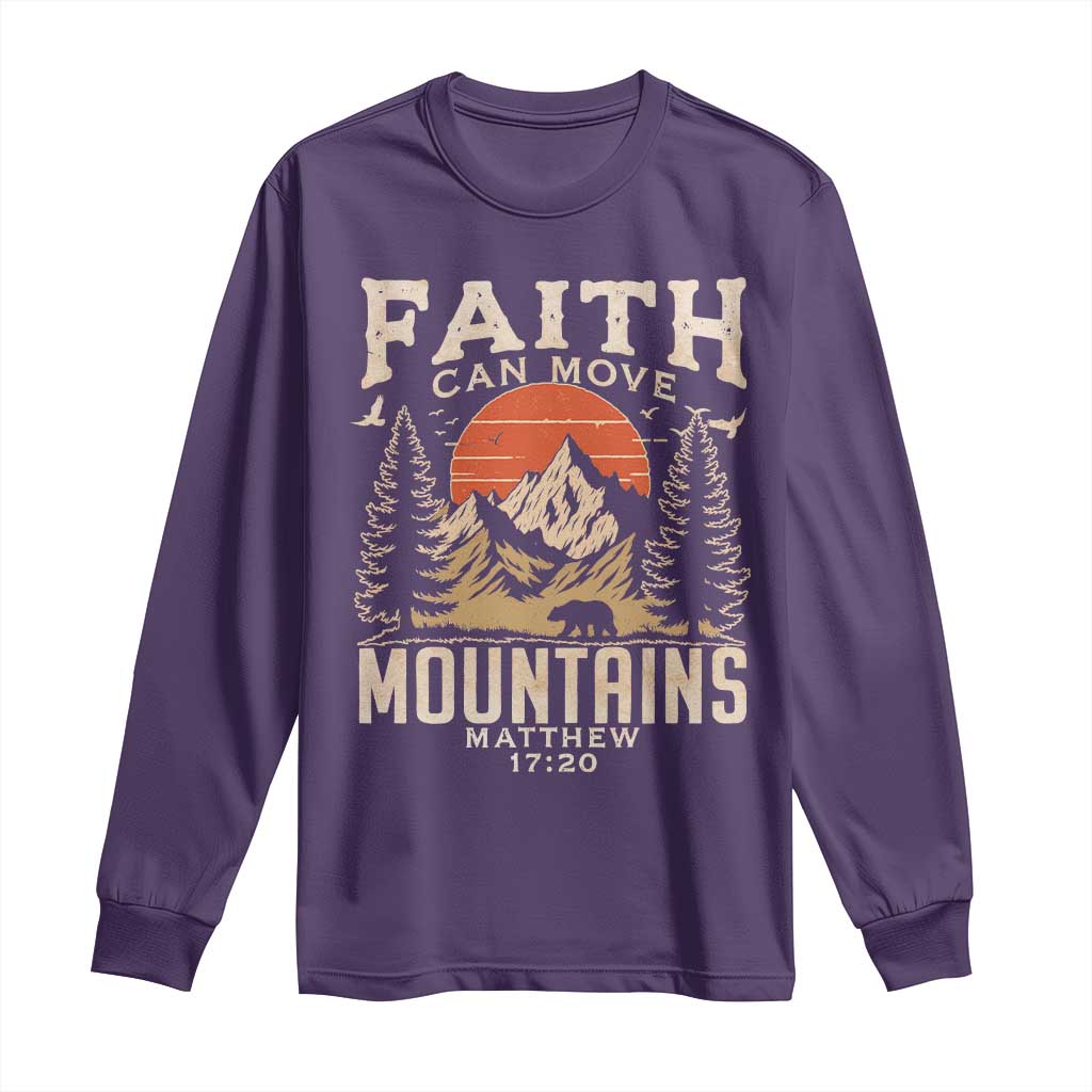Faith Can Move Mountains Long Sleeve Shirt Religious Christian Camping - Wonder Print Shop