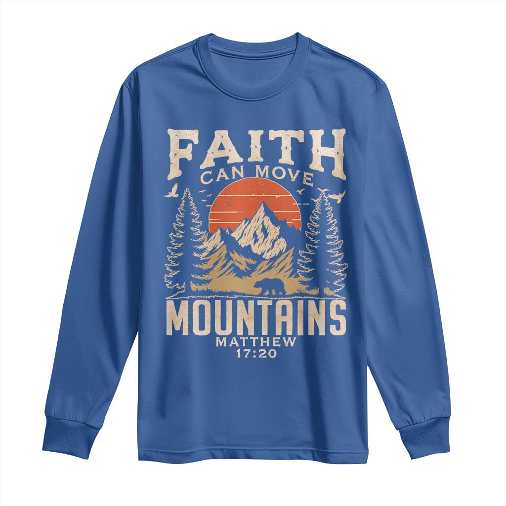 Faith Can Move Mountains Long Sleeve Shirt Religious Christian Camping - Wonder Print Shop