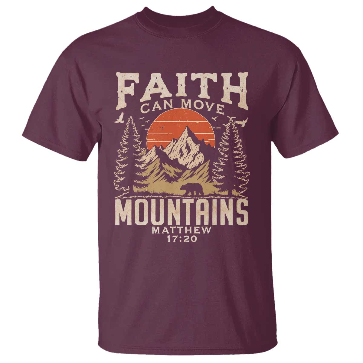 Faith Can Move Mountains T Shirt Religious Christian Camping - Wonder Print Shop