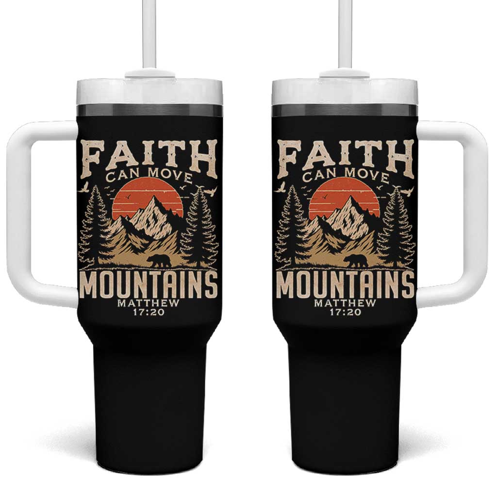 Faith Can Move Mountains Tumbler With Handle Religious Christian Camping - Wonder Print Shop