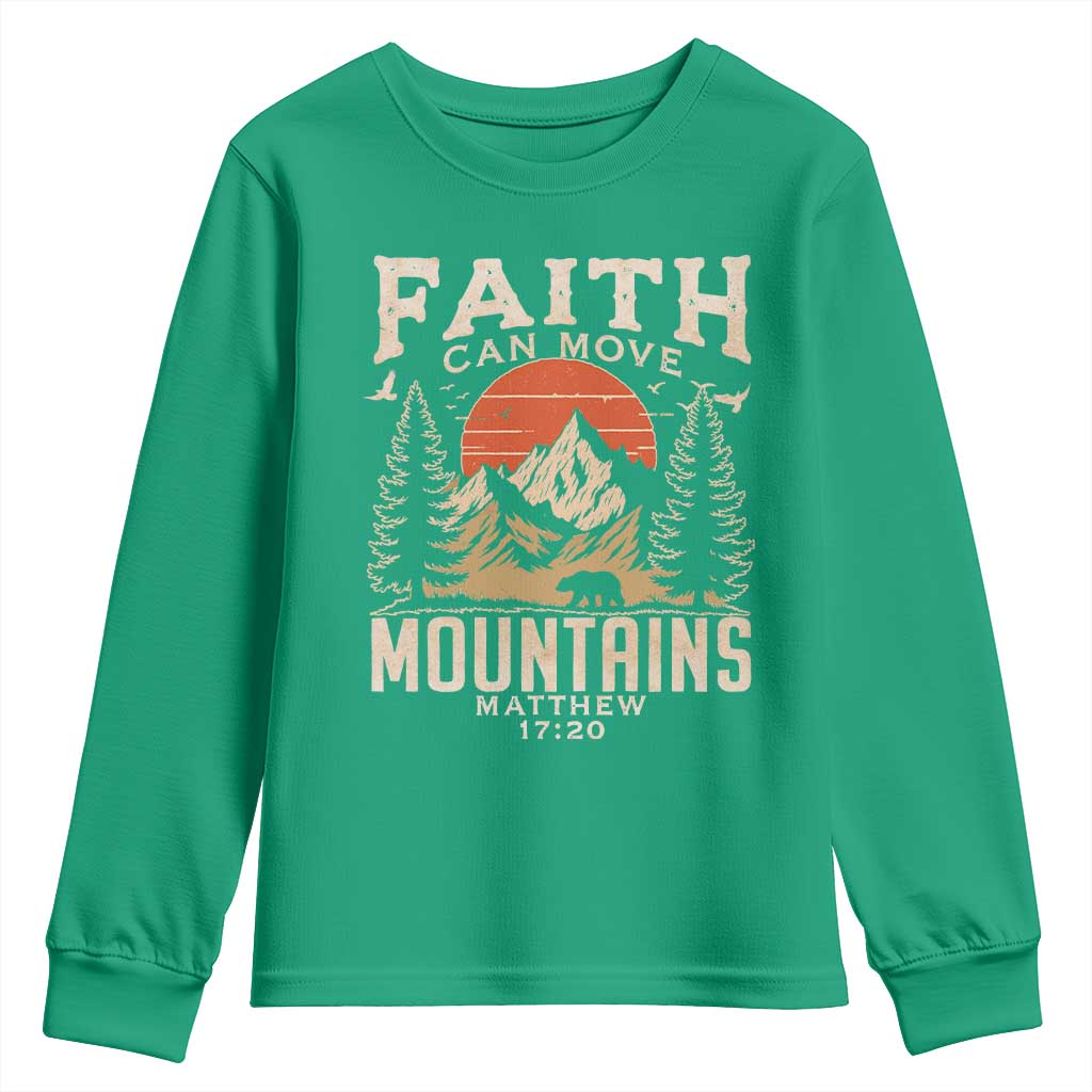Faith Can Move Mountains Youth Sweatshirt Religious Christian Camping - Wonder Print Shop