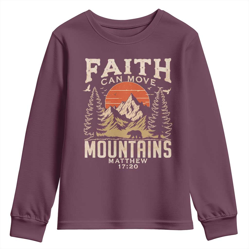 Faith Can Move Mountains Youth Sweatshirt Religious Christian Camping - Wonder Print Shop