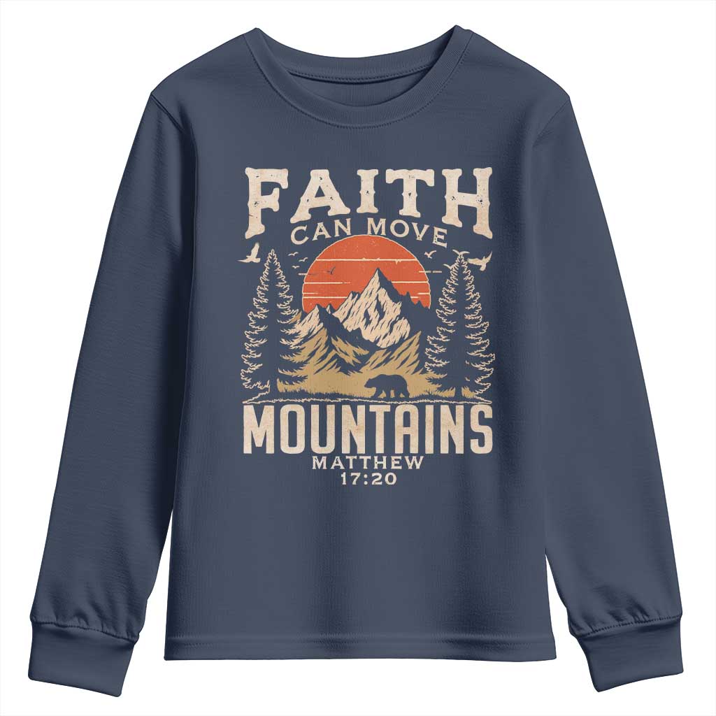Faith Can Move Mountains Youth Sweatshirt Religious Christian Camping - Wonder Print Shop