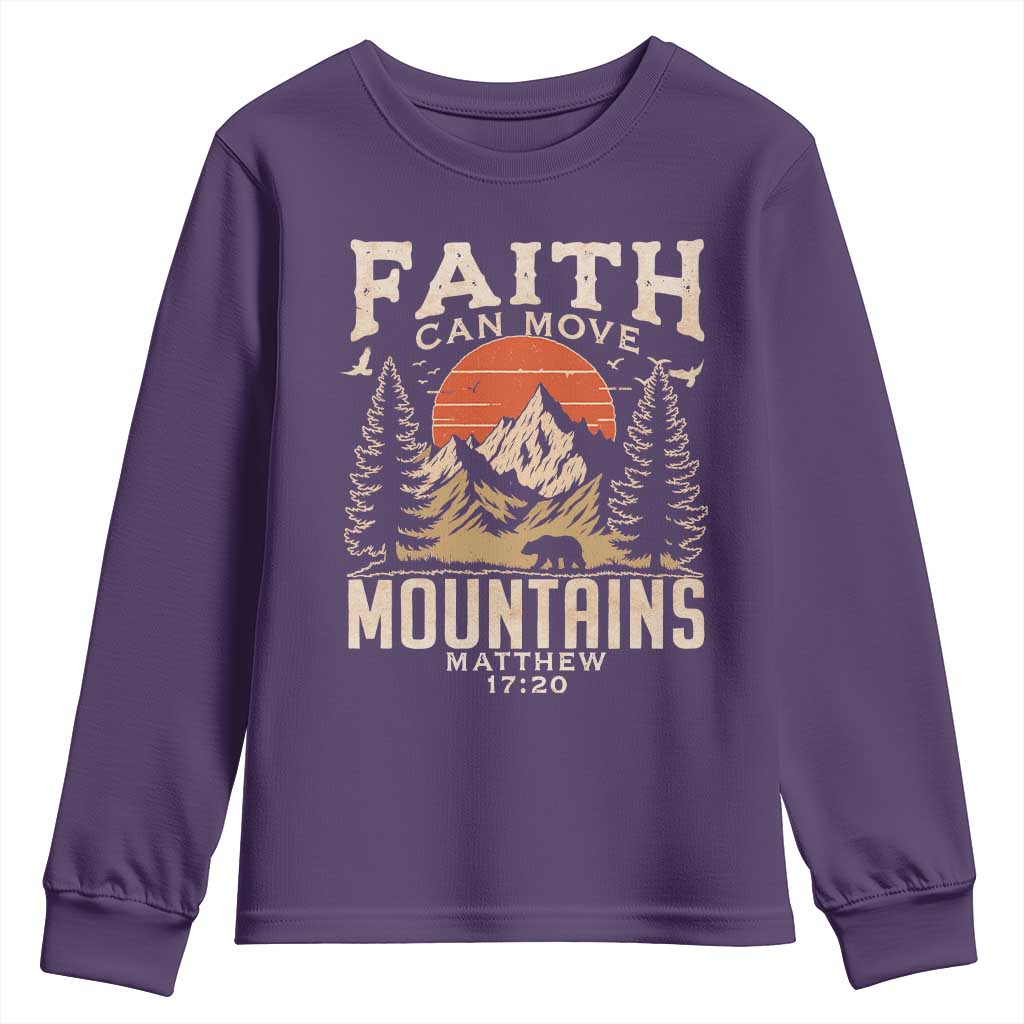 Faith Can Move Mountains Youth Sweatshirt Religious Christian Camping - Wonder Print Shop