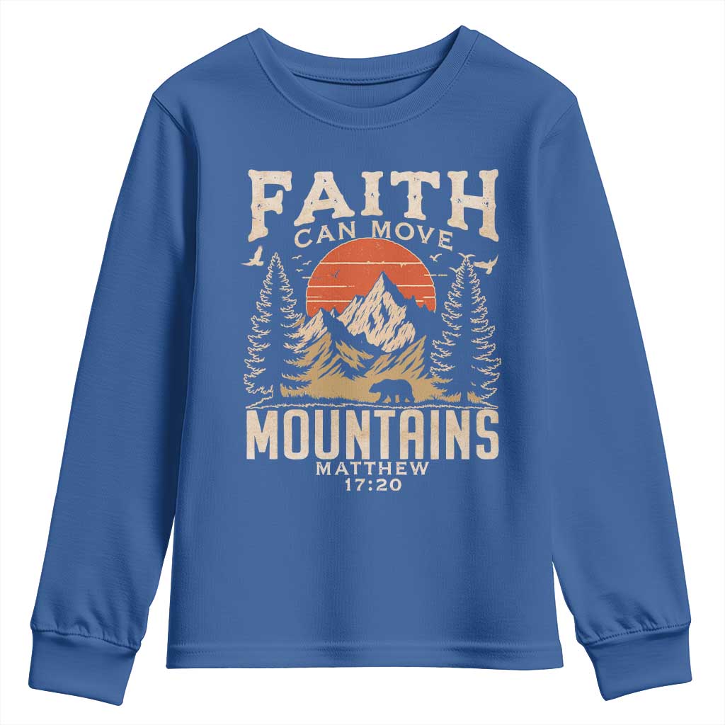 Faith Can Move Mountains Youth Sweatshirt Religious Christian Camping - Wonder Print Shop