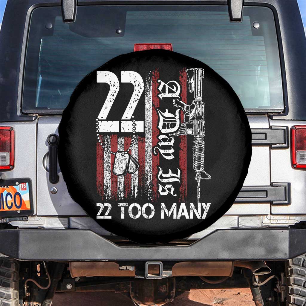 Suicide Awareness PTSD Veteran Spare Tire Cover 22 A Day Is Too Many Vintage American Flag - Wonder Print Shop