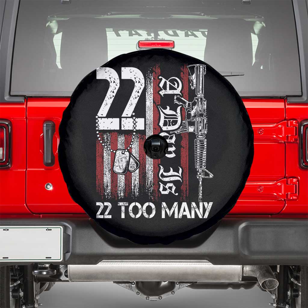 Suicide Awareness PTSD Veteran Spare Tire Cover 22 A Day Is Too Many Vintage American Flag - Wonder Print Shop