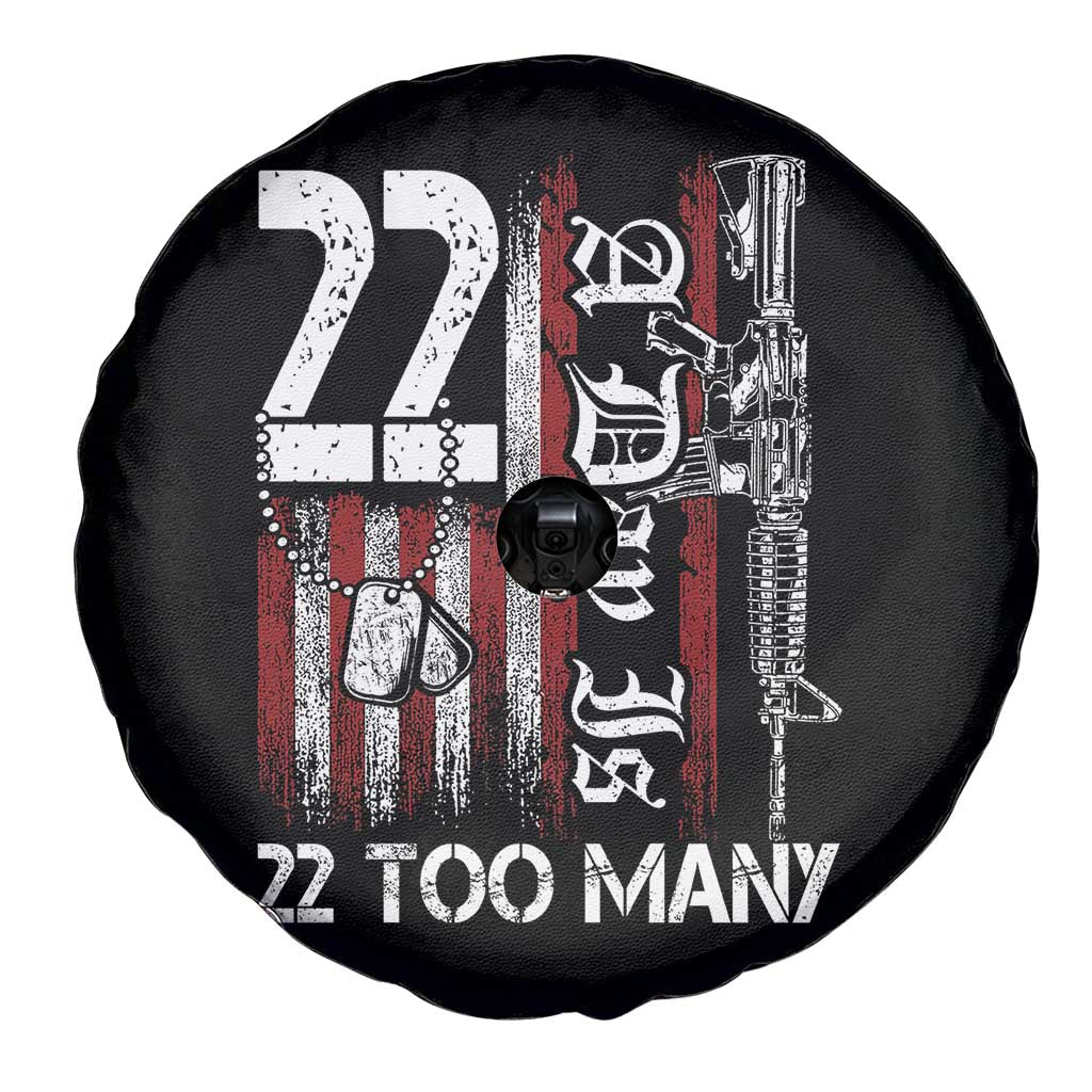 Suicide Awareness PTSD Veteran Spare Tire Cover 22 A Day Is Too Many Vintage American Flag - Wonder Print Shop