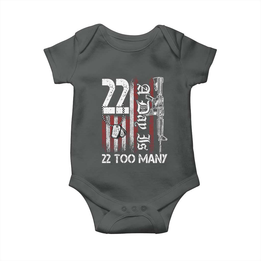 Suicide Awareness PTSD Veteran Baby Onesie 22 A Day Is Too Many Vintage American Flag - Wonder Print Shop