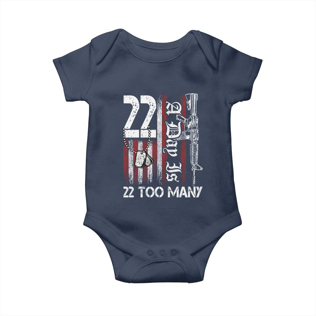 Suicide Awareness PTSD Veteran Baby Onesie 22 A Day Is Too Many Vintage American Flag - Wonder Print Shop