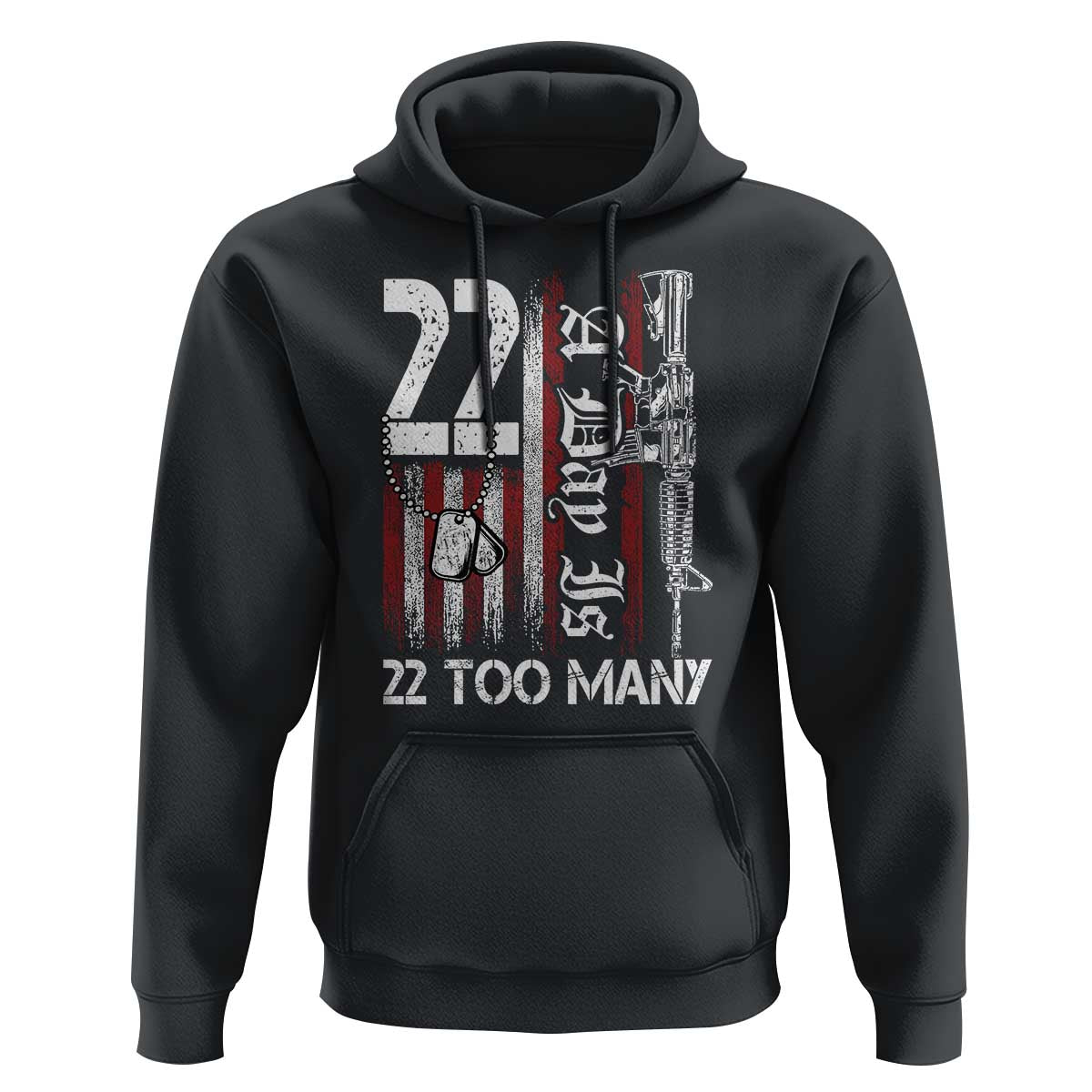 Suicide Awareness PTSD Veteran Hoodie 22 A Day Is Too Many Vintage American Flag - Wonder Print Shop