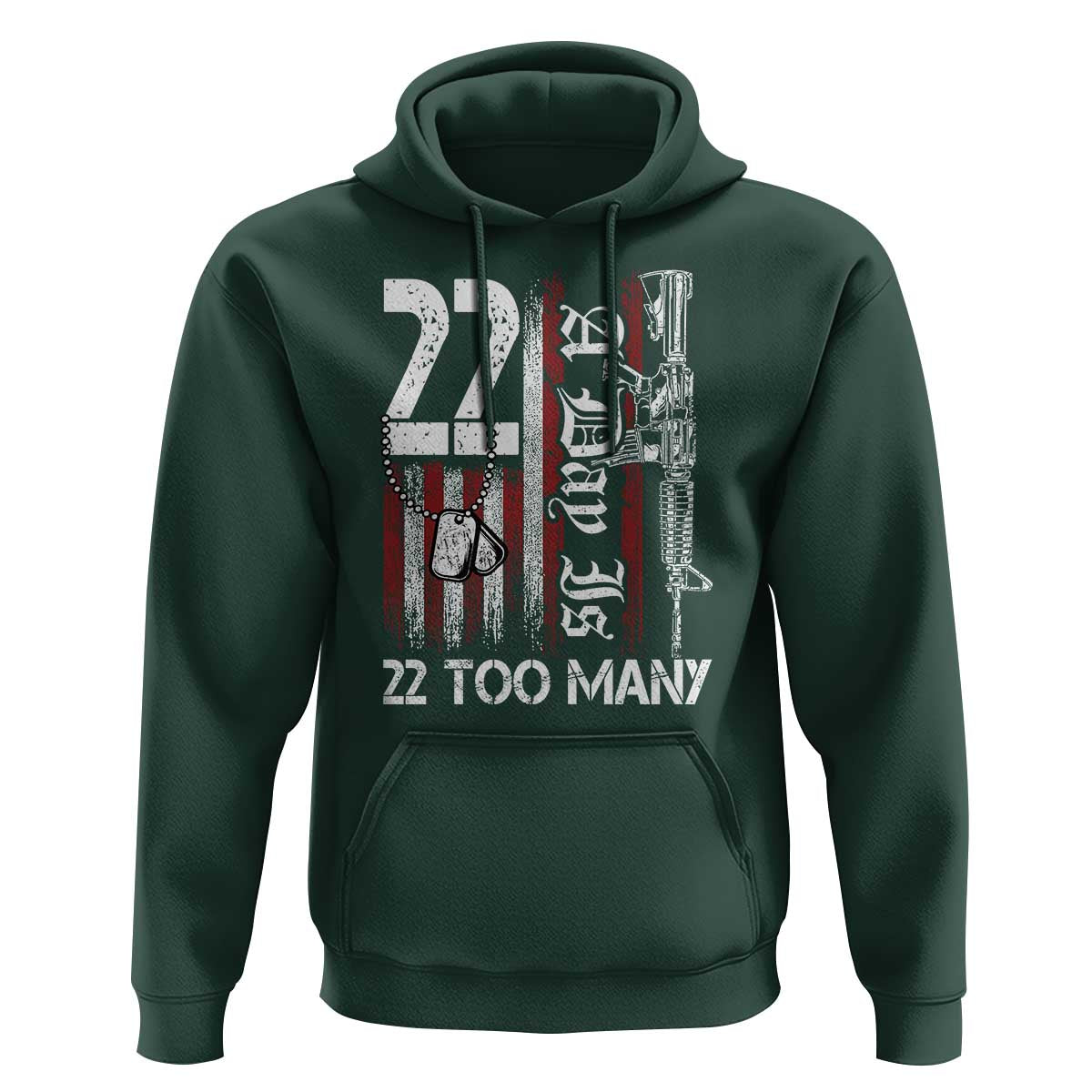 Suicide Awareness PTSD Veteran Hoodie 22 A Day Is Too Many Vintage American Flag - Wonder Print Shop