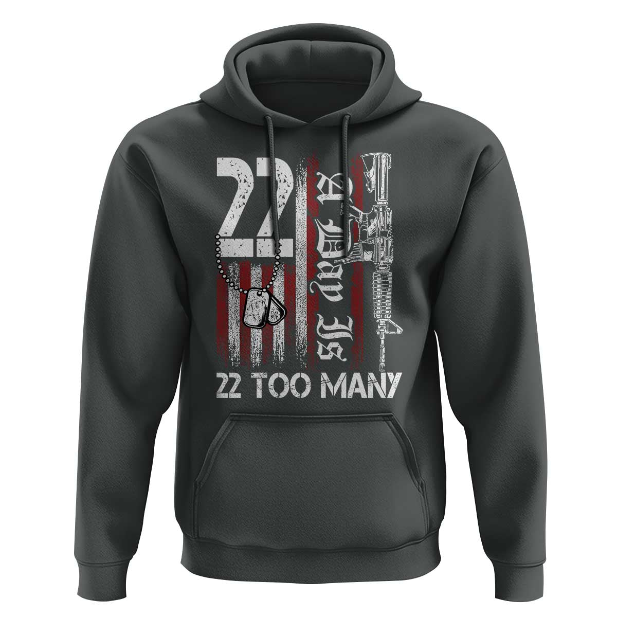 Suicide Awareness PTSD Veteran Hoodie 22 A Day Is Too Many Vintage American Flag - Wonder Print Shop