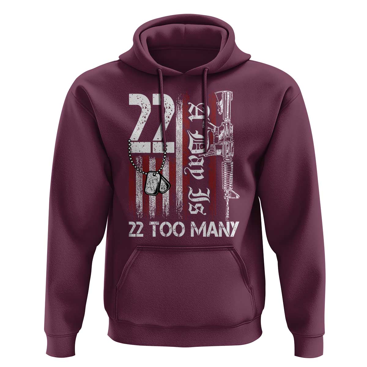 Suicide Awareness PTSD Veteran Hoodie 22 A Day Is Too Many Vintage American Flag - Wonder Print Shop
