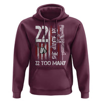 Suicide Awareness PTSD Veteran Hoodie 22 A Day Is Too Many Vintage American Flag - Wonder Print Shop