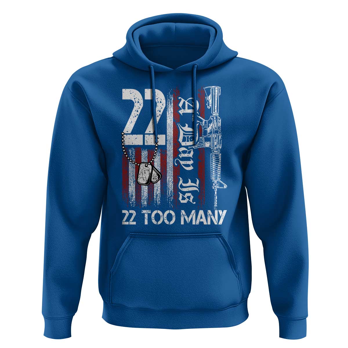 Suicide Awareness PTSD Veteran Hoodie 22 A Day Is Too Many Vintage American Flag - Wonder Print Shop