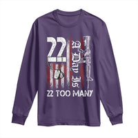 Suicide Awareness PTSD Veteran Long Sleeve Shirt 22 A Day Is Too Many Vintage American Flag - Wonder Print Shop