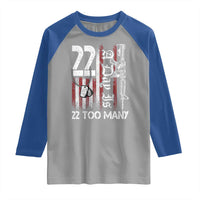 Suicide Awareness PTSD Veteran Raglan Shirt 22 A Day Is Too Many Vintage American Flag - Wonder Print Shop