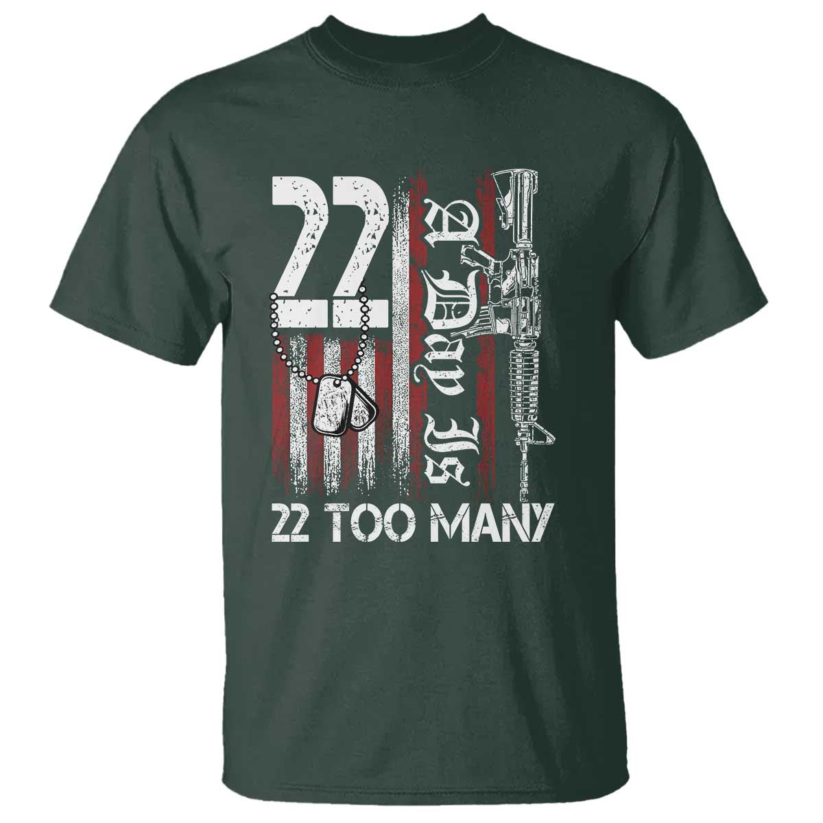 Suicide Awareness PTSD Veteran T Shirt 22 A Day Is Too Many Vintage American Flag - Wonder Print Shop