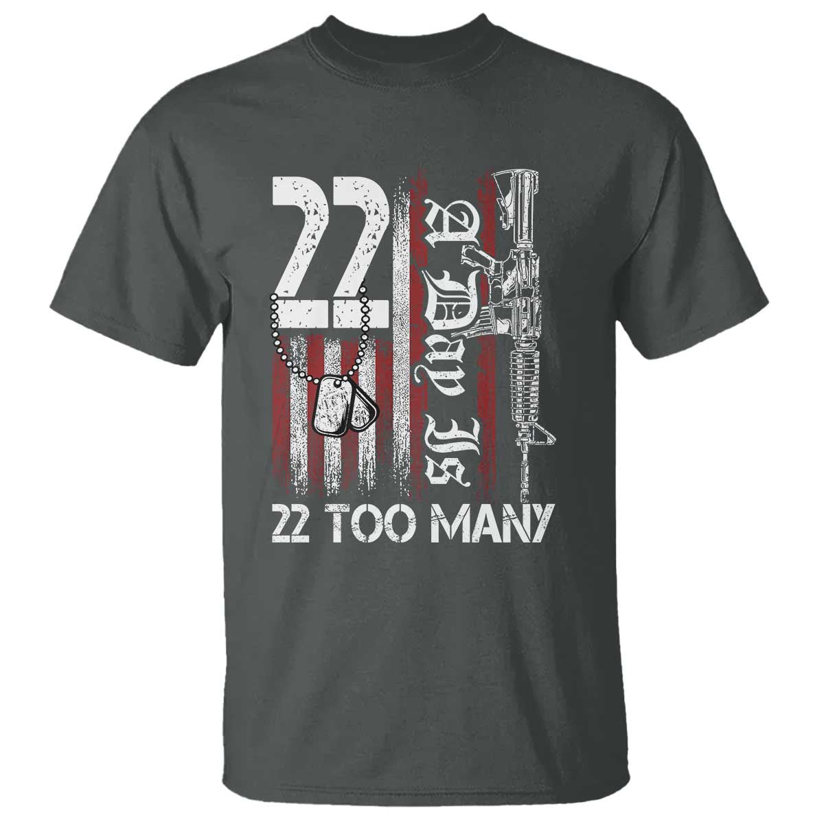 Suicide Awareness PTSD Veteran T Shirt 22 A Day Is Too Many Vintage American Flag - Wonder Print Shop