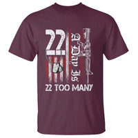 Suicide Awareness PTSD Veteran T Shirt 22 A Day Is Too Many Vintage American Flag - Wonder Print Shop
