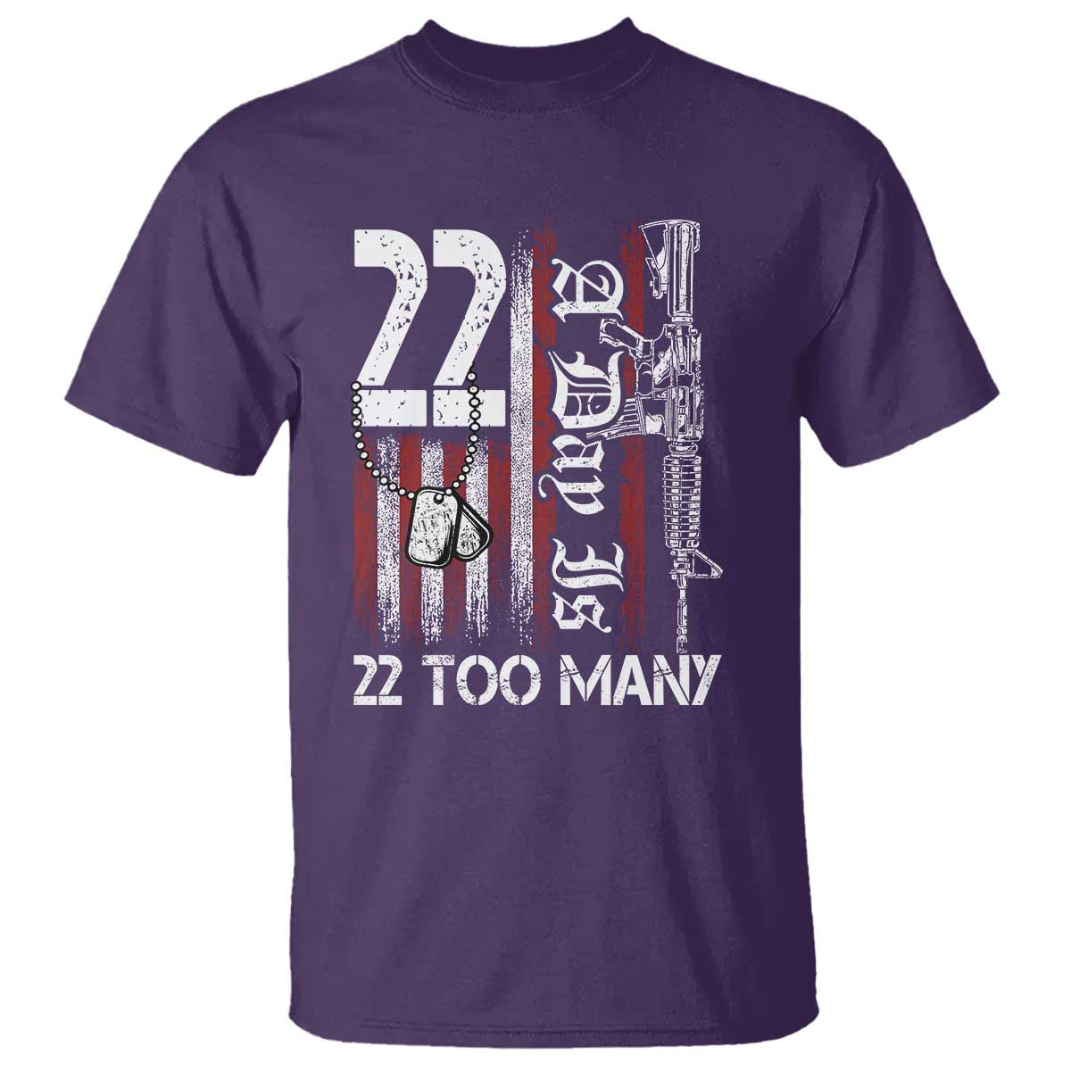 Suicide Awareness PTSD Veteran T Shirt 22 A Day Is Too Many Vintage American Flag - Wonder Print Shop