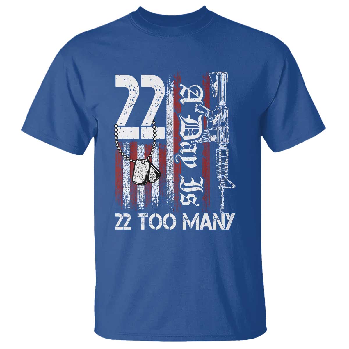 Suicide Awareness PTSD Veteran T Shirt 22 A Day Is Too Many Vintage American Flag - Wonder Print Shop