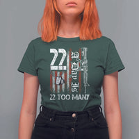 Suicide Awareness PTSD Veteran T Shirt For Women 22 A Day Is Too Many Vintage American Flag - Wonder Print Shop